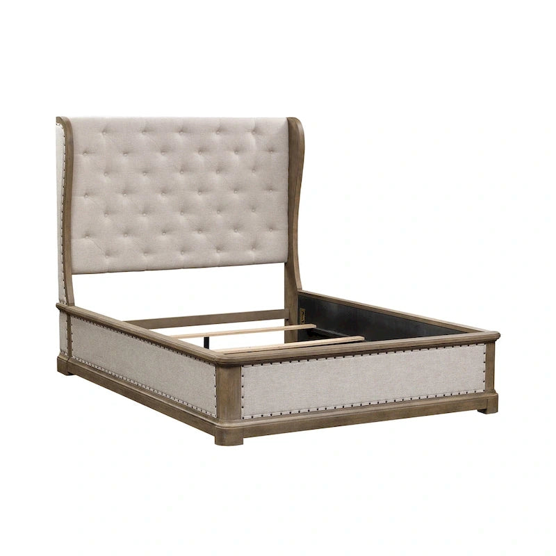 Dusty Taupe Upholstered Shelter Bed - Queen/King