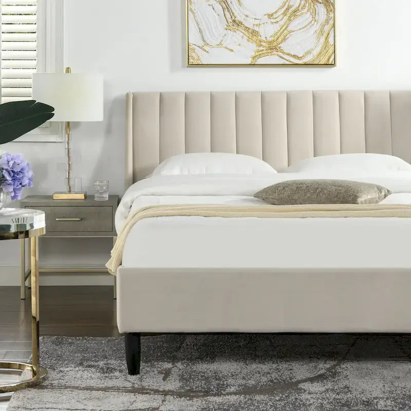 Vertical Tufted Upholstered Platform Bed - Queen/King/Cal King
