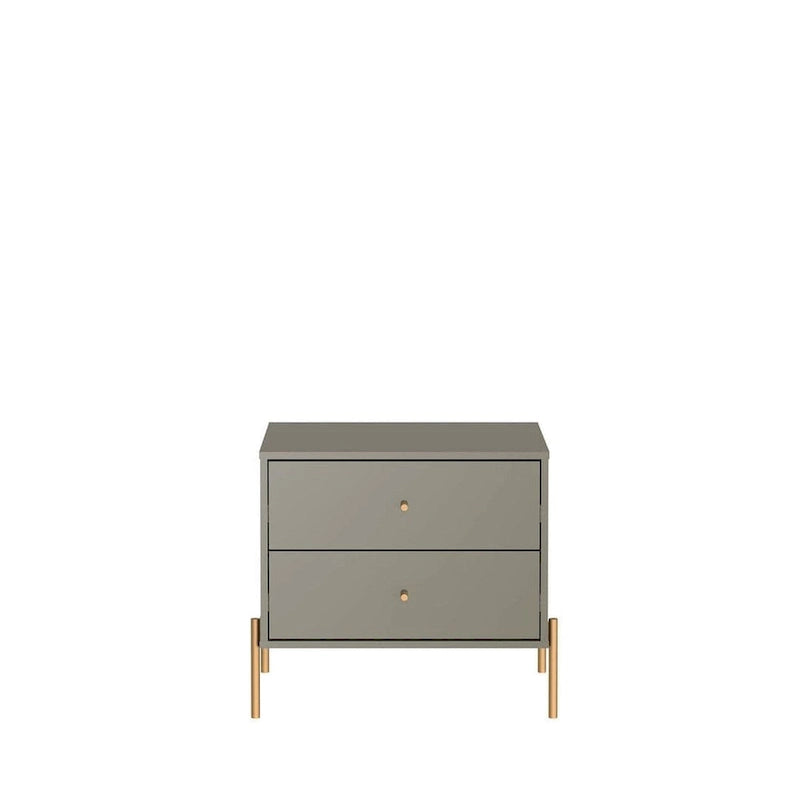 White Gloss Nightstand with Gold Steel Legs - 2 Drawers