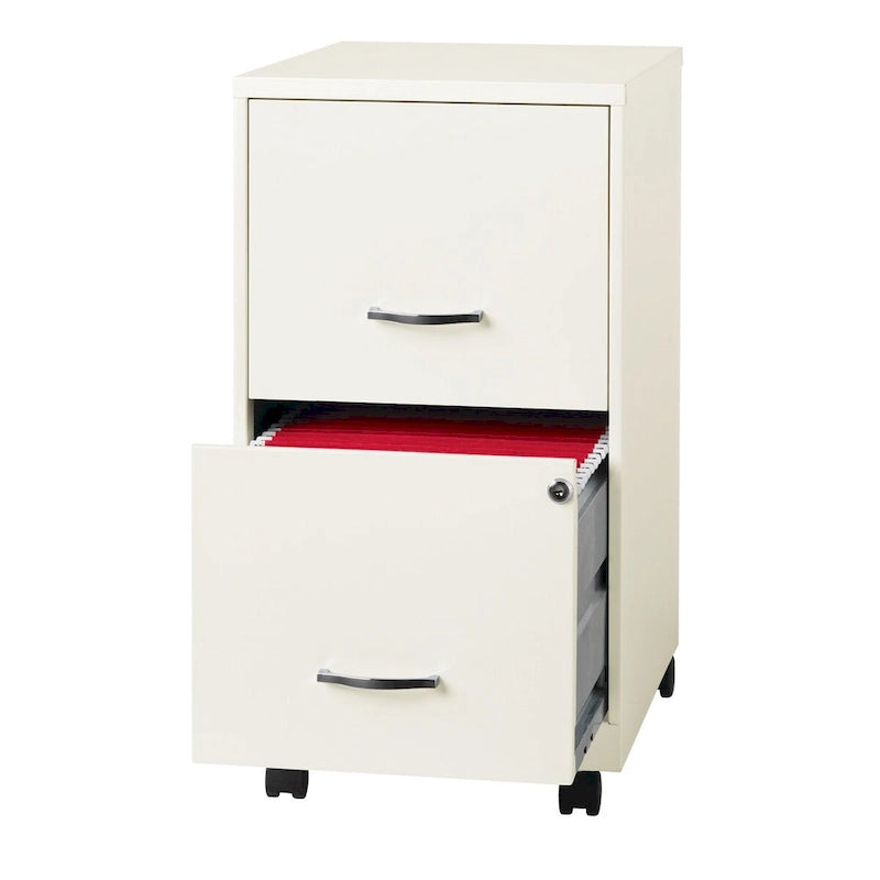 Space Solutions 18 2 Drawer Mobile Vertical File Cabinet, Pearl White