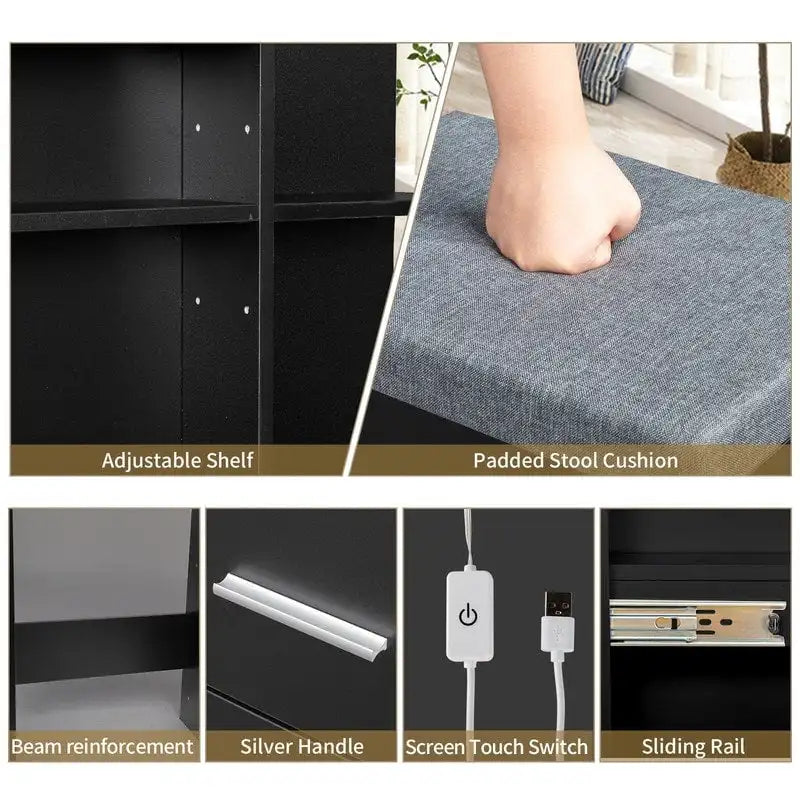 Makeup Table Set with Led Lights