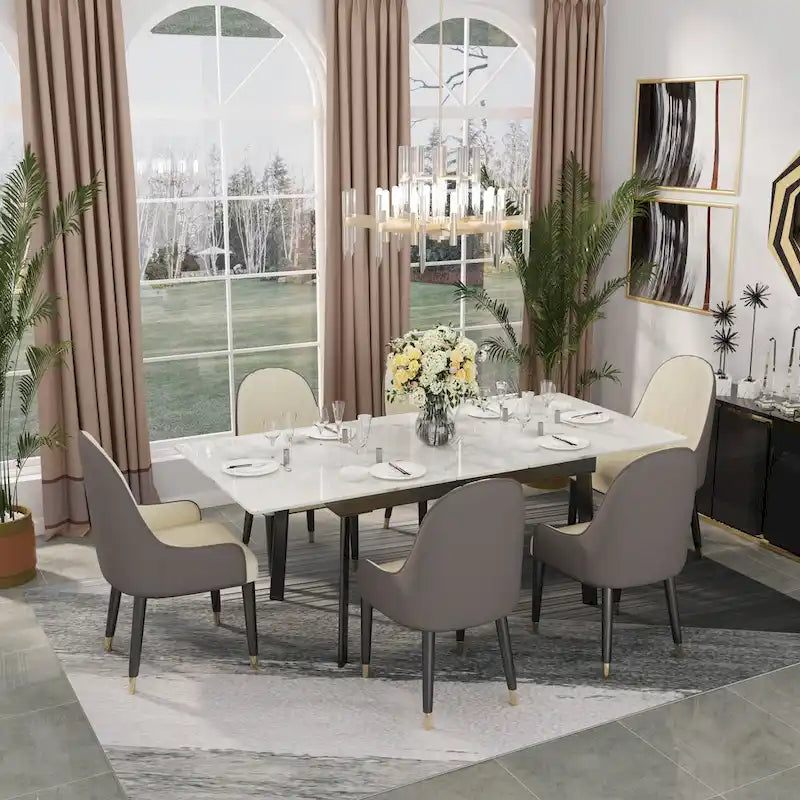 Grey Extendable Sintered Stone Dining Table for 4-6 People