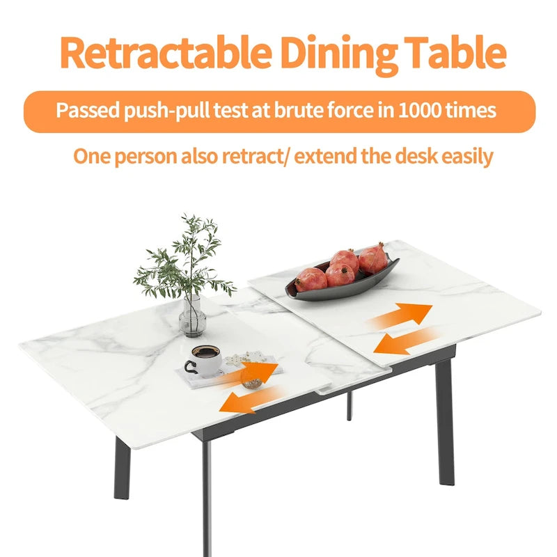 Grey Extendable Sintered Stone Dining Table for 4-6 People