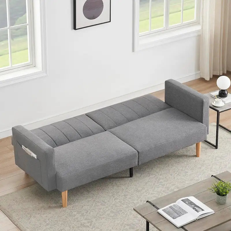 78.74Inch Modern Fabric Sofa Bed 3-in-1 Foldable Sleeper Sofa Bed