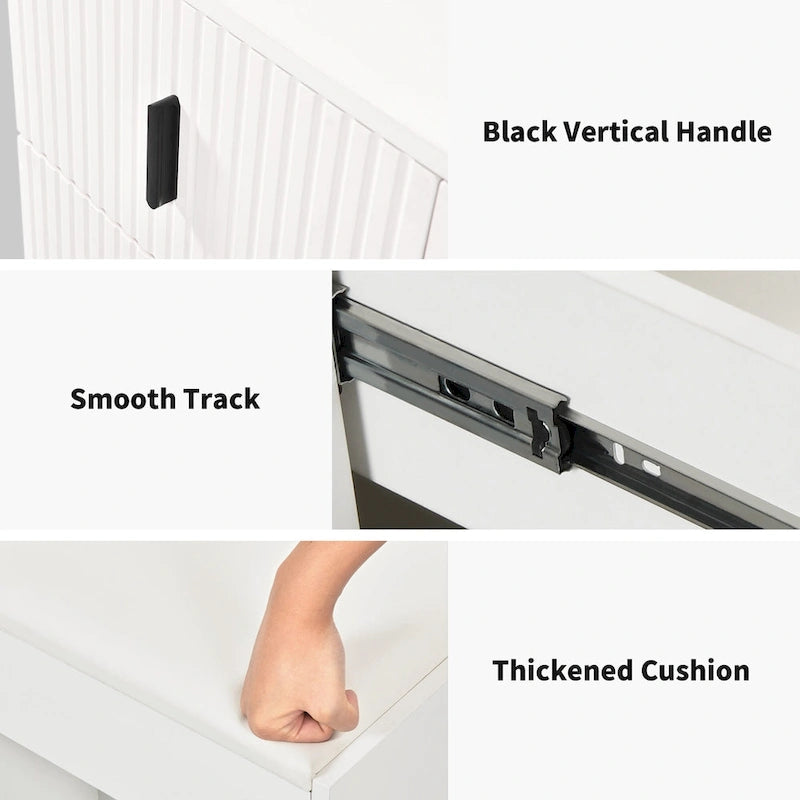 Moasis 39 Wide Makeup Vanity Set with Stool and 3 Color Sliding Mirror