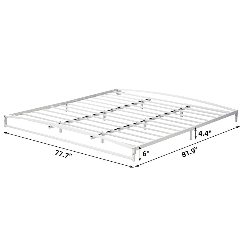 White 6 Inch Metal Platform Low Profile Bed Frame