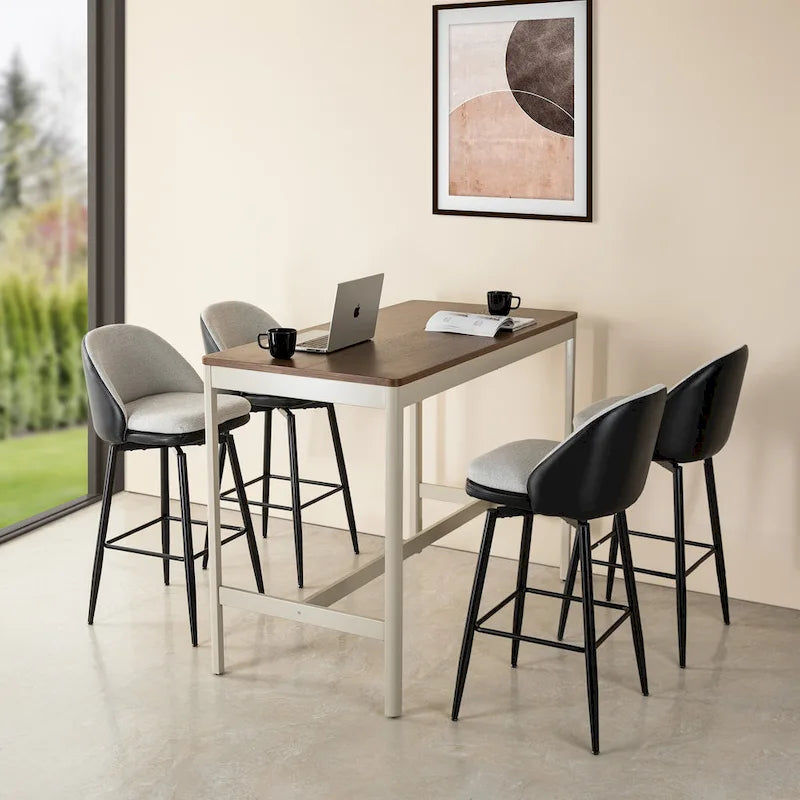 Black and White Swivel Bar Stool - 30.75" Counter Height