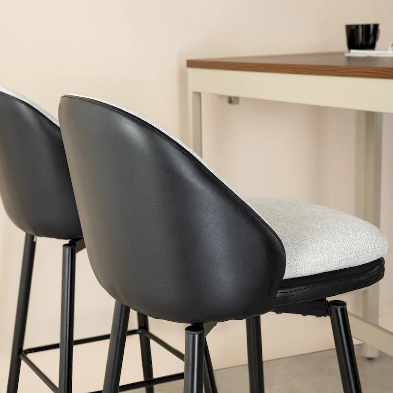 Black and White Swivel Bar Stool - 30.75" Counter Height