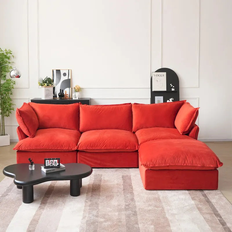 Modular Sectional Fabric Sofa,Extra Large L Shaped Couch with Reversible Chaise Modular Sectional Couch