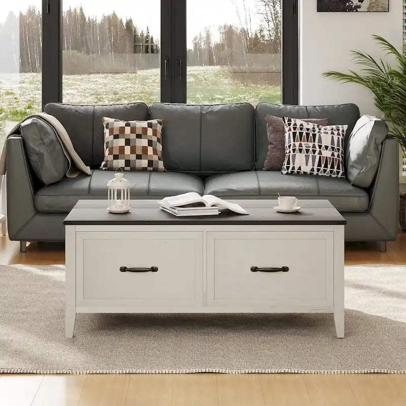 Coffee Table with Hidden Storage, 2 Drawers and Flip Top Storage with Lift Hinges - See Details