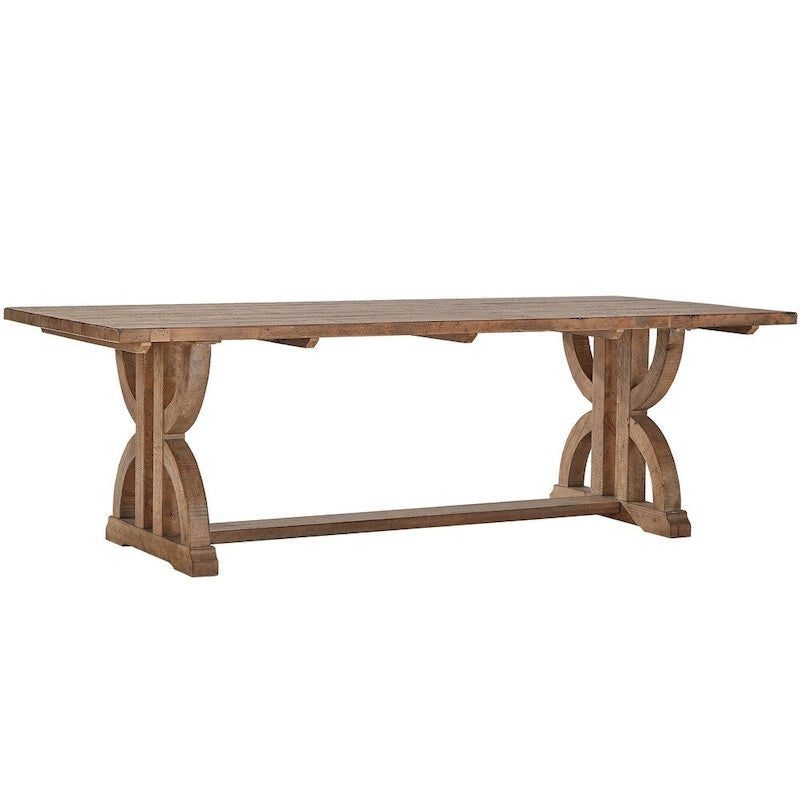 Brown Reclaimed Wood Rectangular Trestle Dining Table - 96 Inch