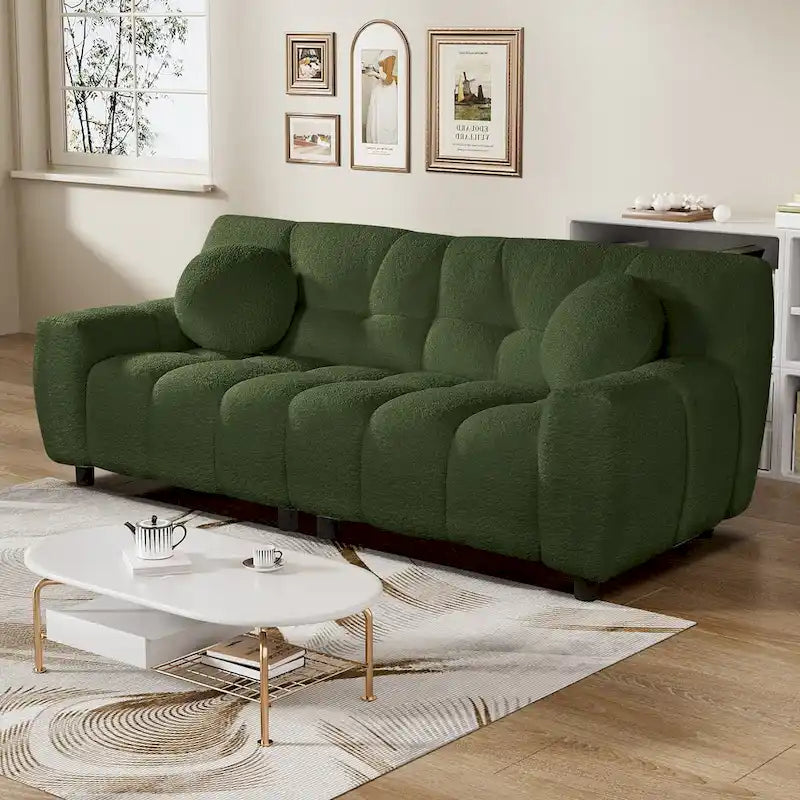 Beige Corduroy 2-Seat Cloud Sofa