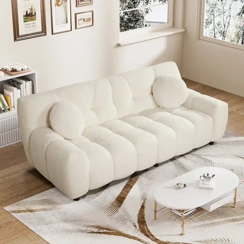 Beige Corduroy 2-Seat Cloud Sofa