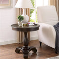 Round Wood Pedestal Side Table for Living Room, Espresso